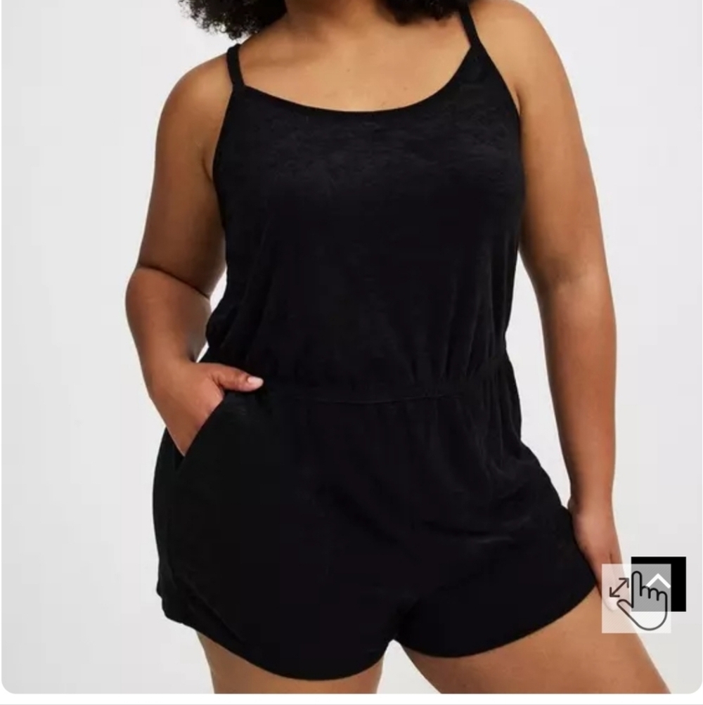 🆕️☀️ BLACK LIGHTWEIGHT TERRY CAMI SWIM COVER-UP / ROMPER ☀️